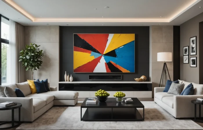 cacher la télé derrière un tableau