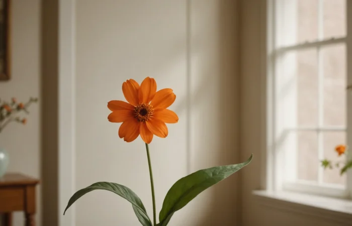 fleur orange tige longue