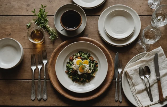 manger sur une table en bois sans nappe